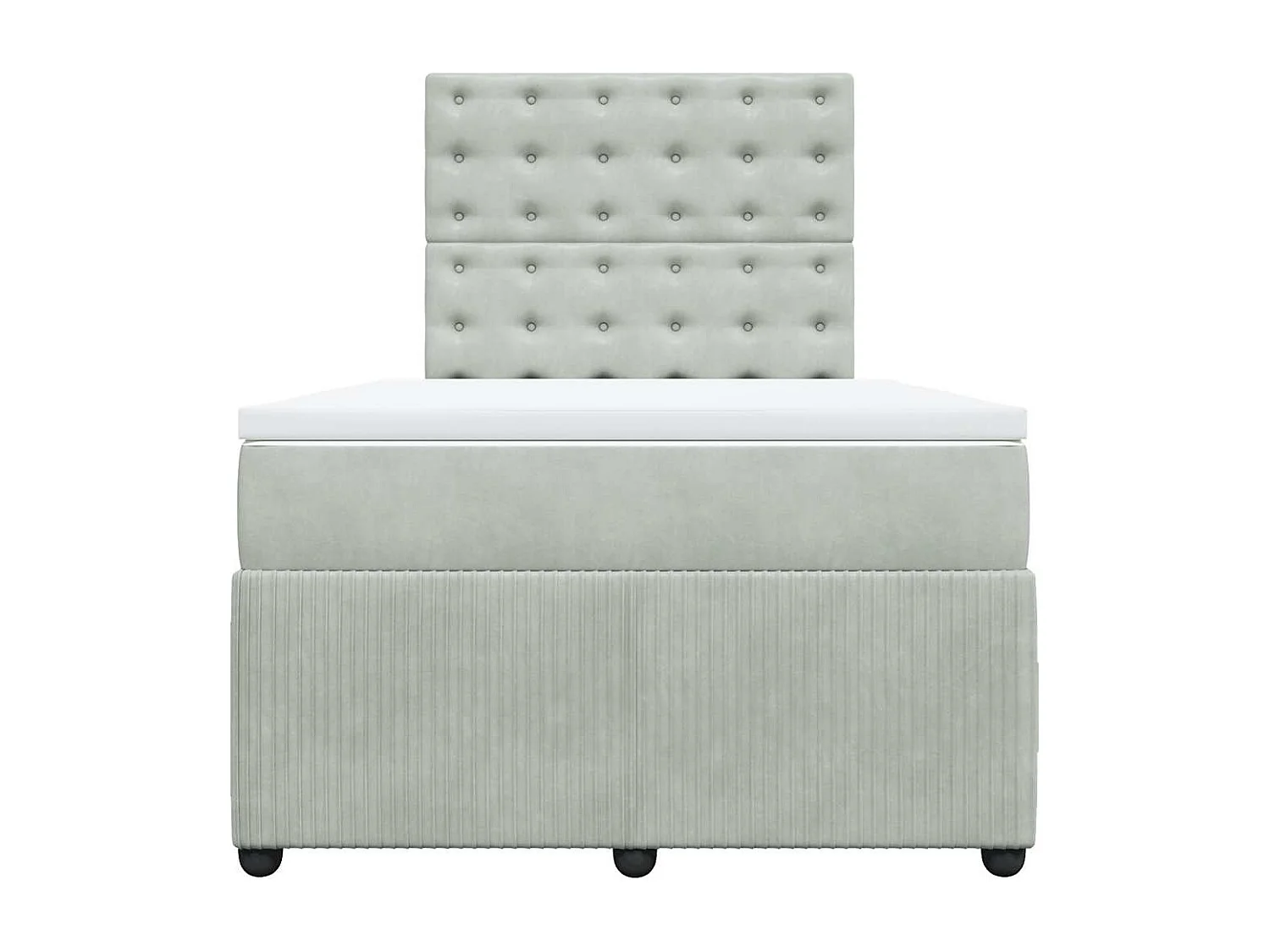 Sommier à lattes de lit et matelas gris clair 120x190cm velours