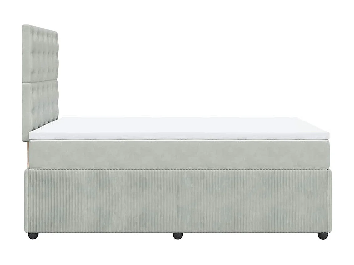 Sommier à lattes de lit et matelas gris clair 120x190cm velours