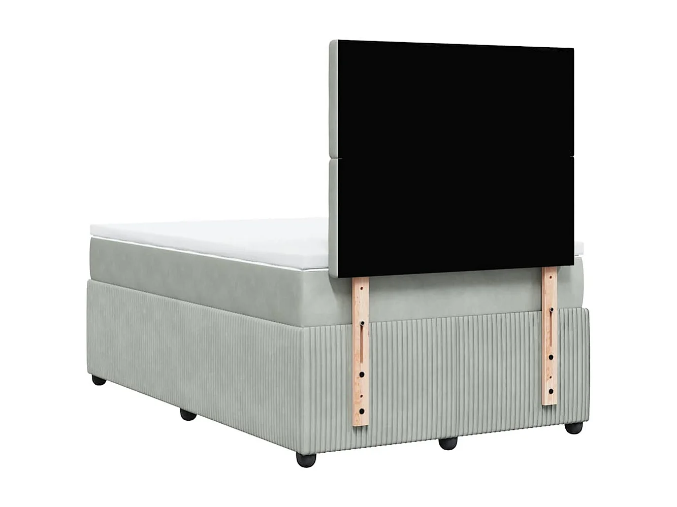 Sommier à lattes de lit et matelas gris clair 120x190cm velours