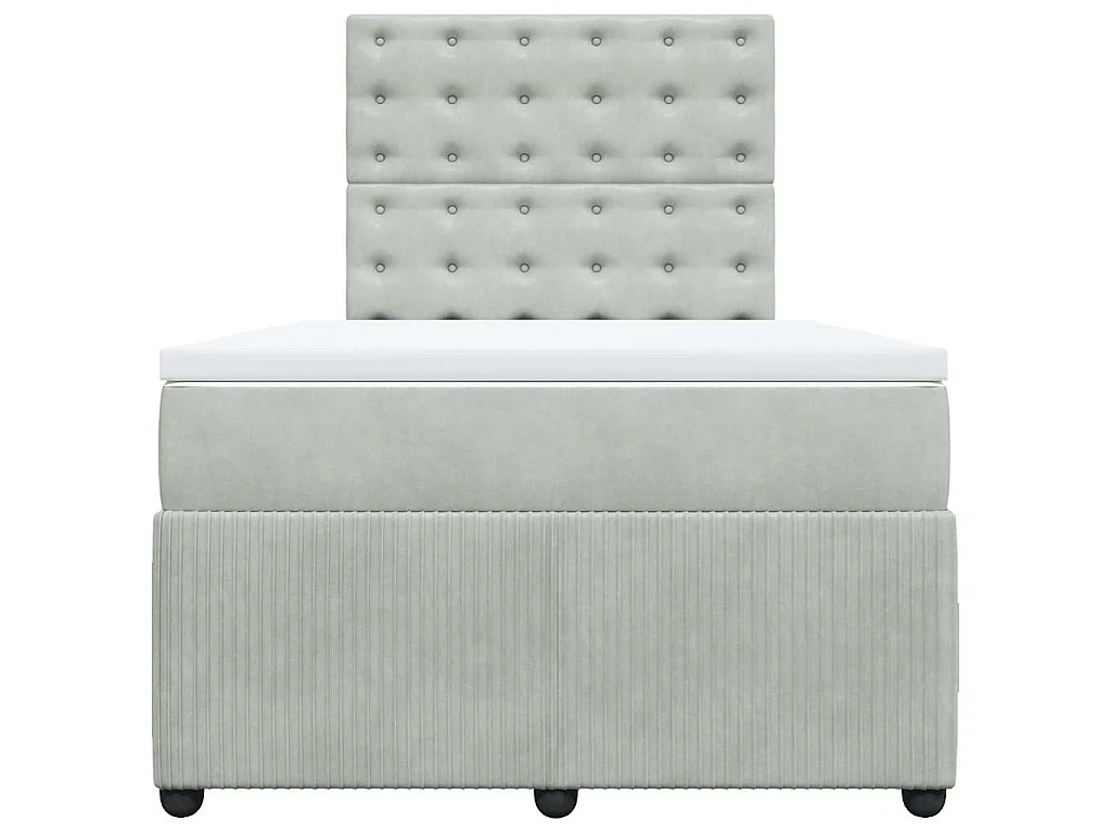 Boxspring met matras fluweel lichtgrijs 120x190 cm