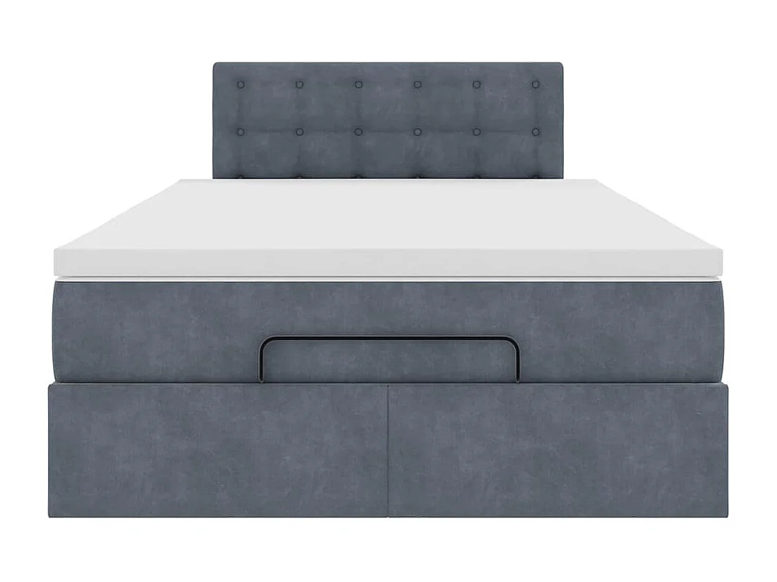 Cadre de lit ottoman et matelas gris foncé 120x200 cm velours