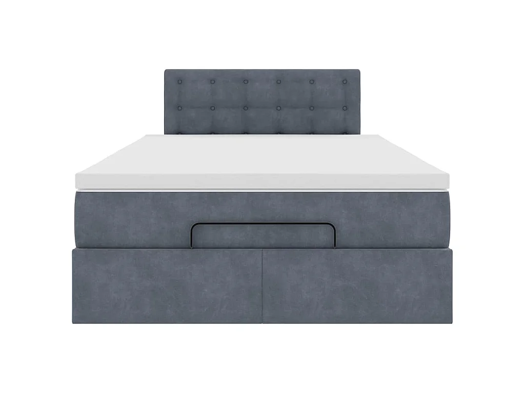 Cadre de lit ottoman et matelas gris foncé 120x200 cm velours