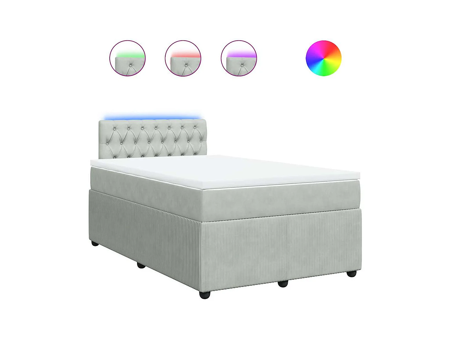 Sommier à lattes de lit et matelas gris clair 120x190cm velours