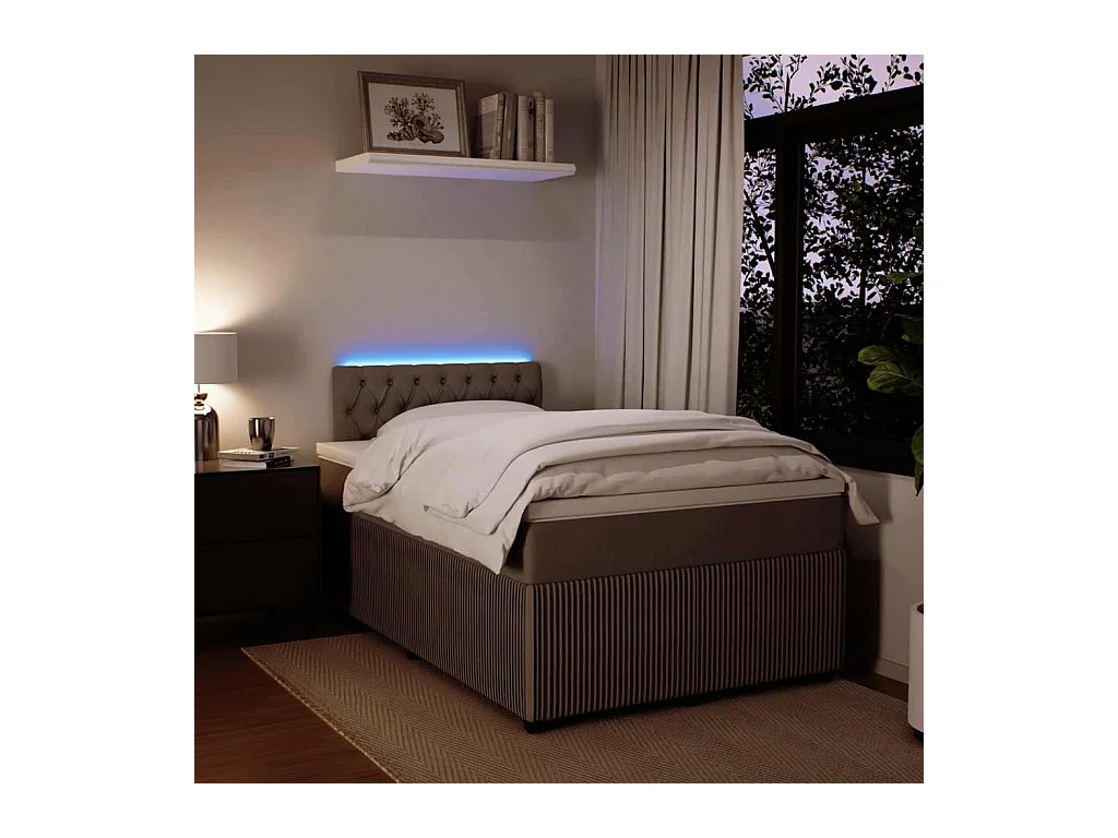 Sommier à lattes de lit et matelas gris clair 120x190cm velours