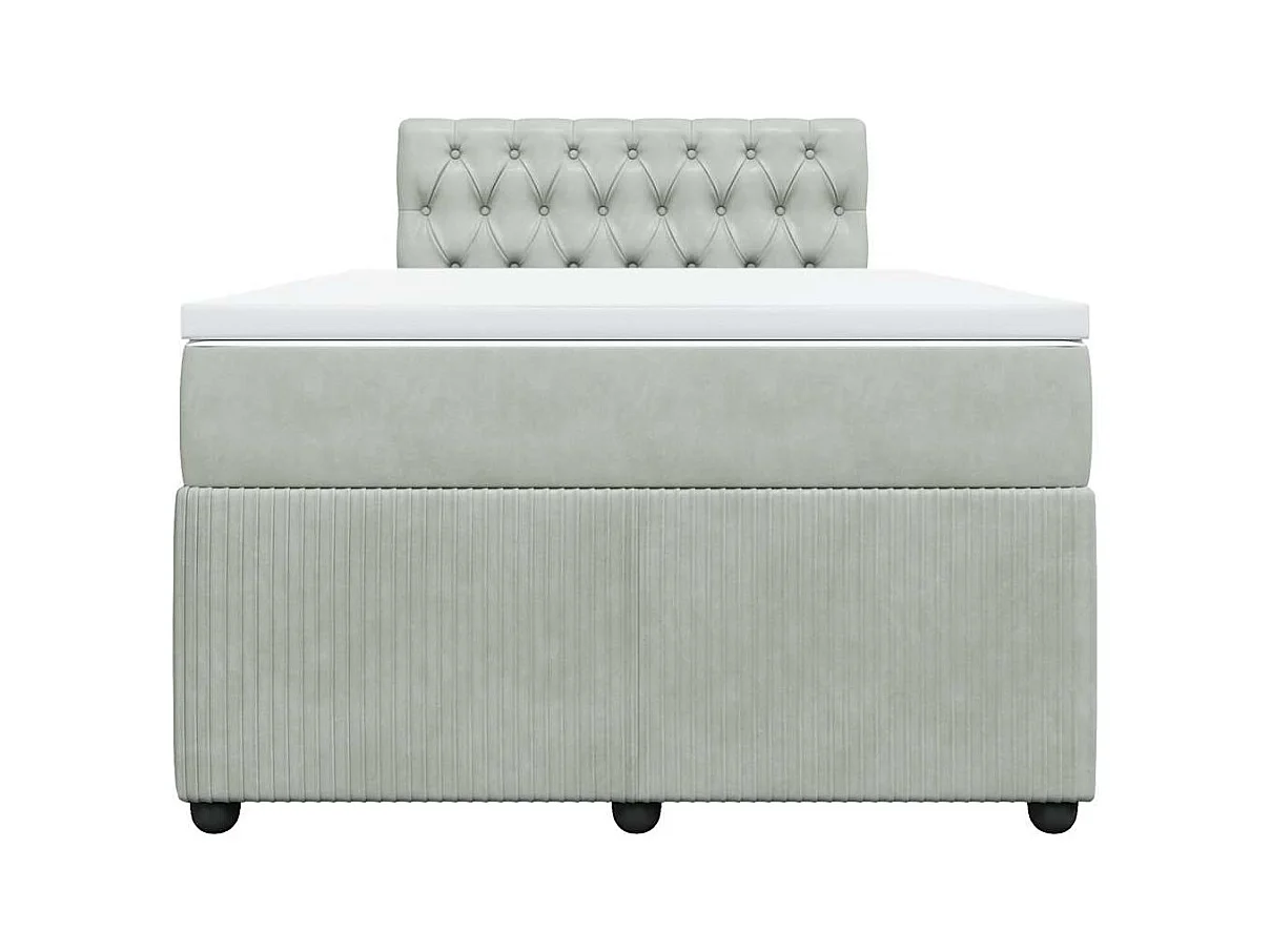 Sommier à lattes de lit et matelas gris clair 120x190cm velours