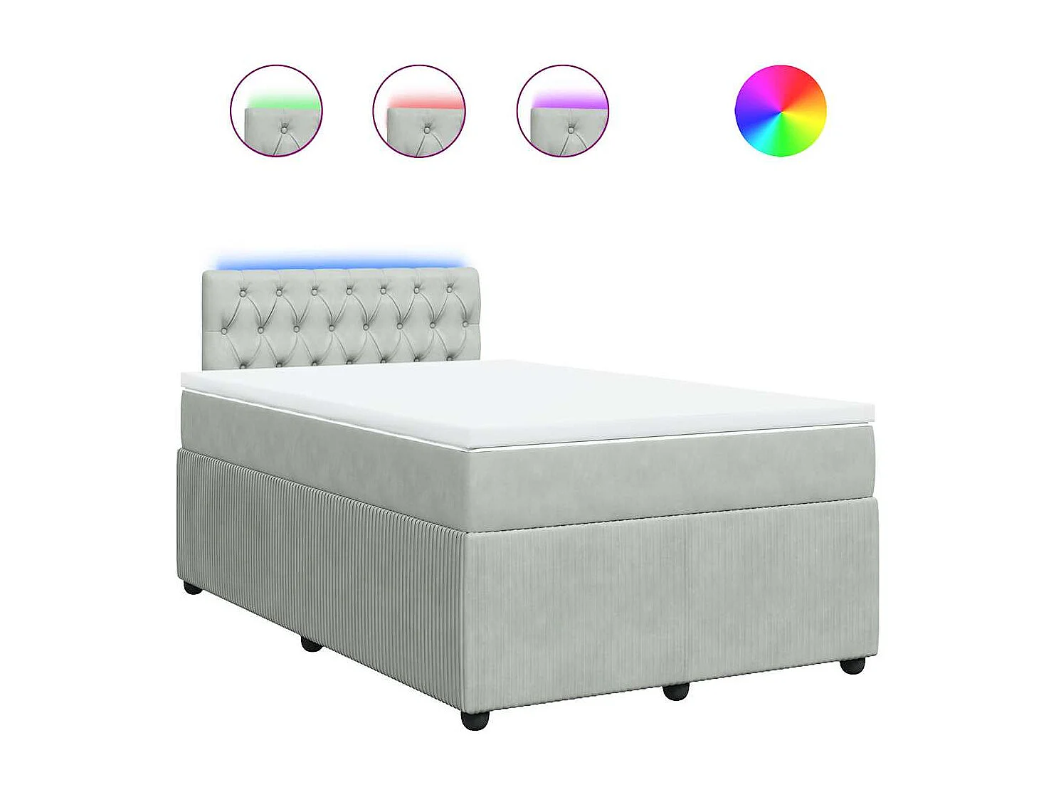 Sommier à lattes de lit et matelas gris clair 120x190cm velours