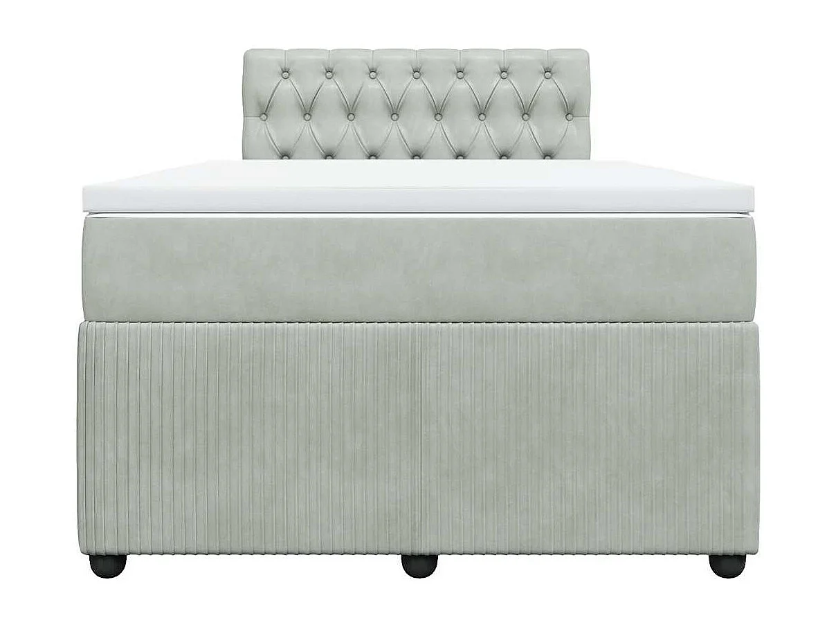 Sommier à lattes de lit et matelas gris clair 120x190cm velours