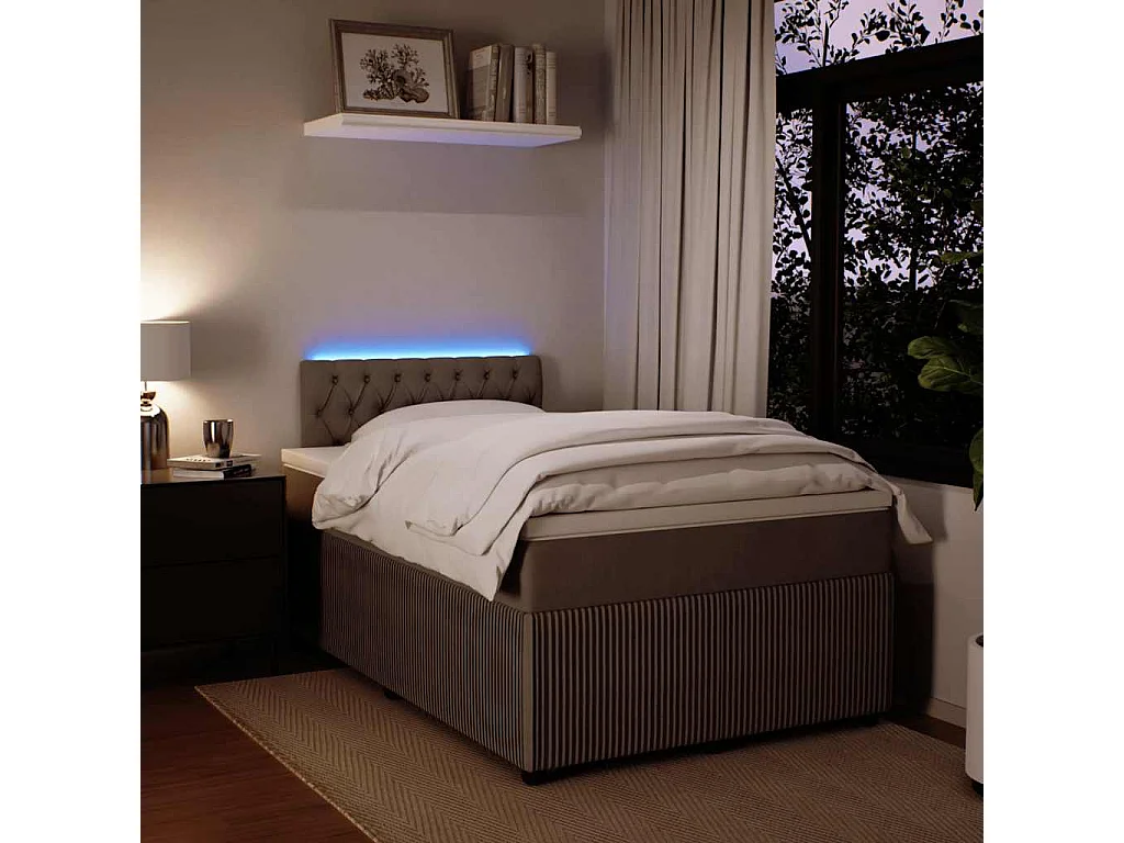 Cama box spring con colchón terciopelo gris claro 120x190 cm