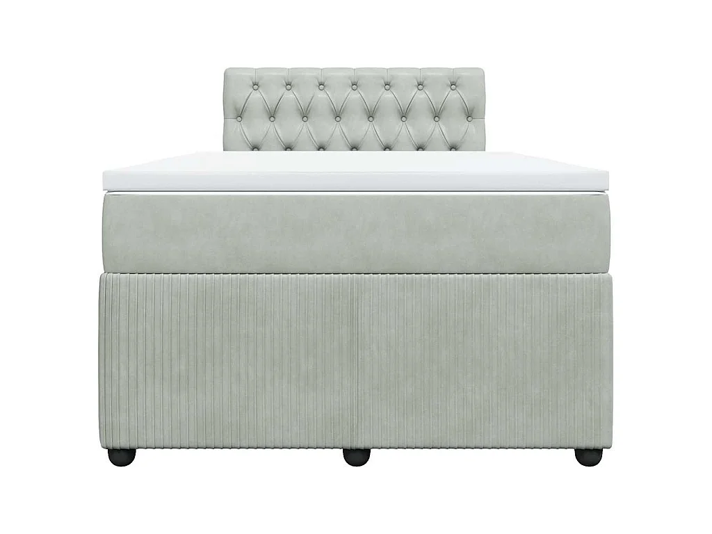 Cama box spring con colchón terciopelo gris claro 120x190 cm