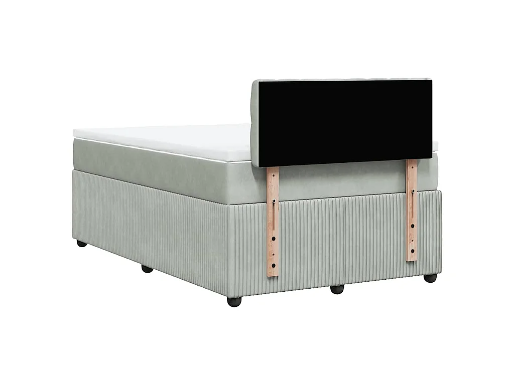 Cama box spring con colchón terciopelo gris claro 120x190 cm