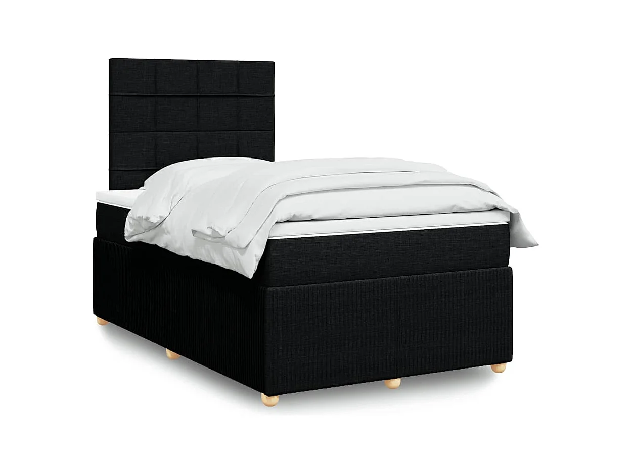Giroletto a Molle con Materasso Nero 120x190 cm in Tessuto