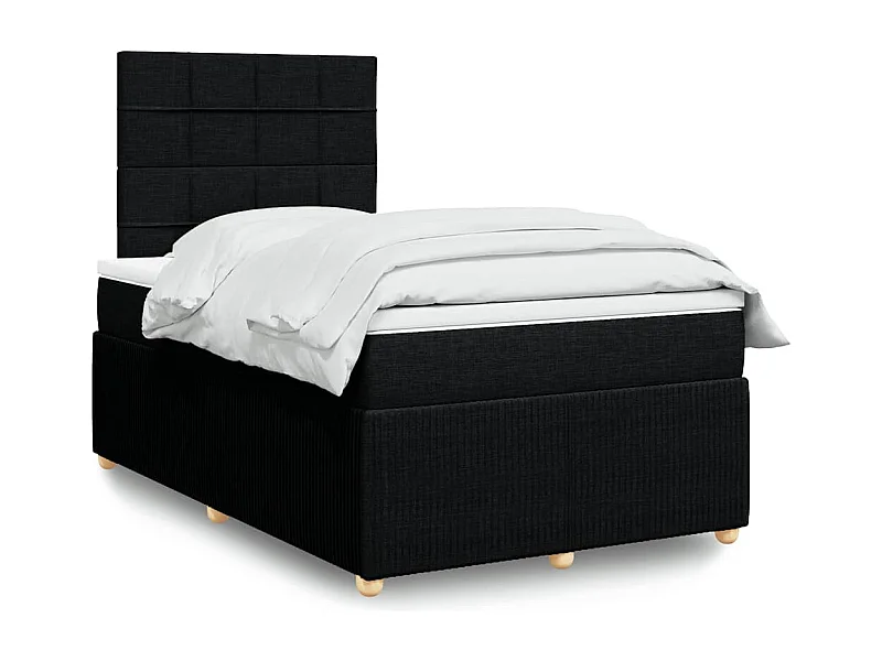 Cama boxspring com colchão 120x190 cm tecido preto