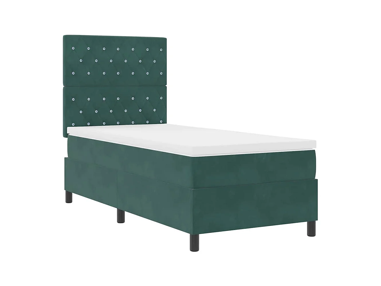 Lit à ressorts avec matelas Vert foncé 100 x 200 cm Velours