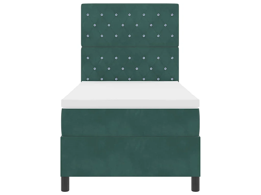 Lit à ressorts avec matelas Vert foncé 100 x 200 cm Velours
