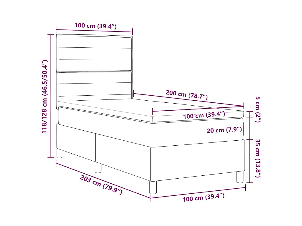 Boxspringbed met matras Donkerbruin 100 x 200 cm Stof