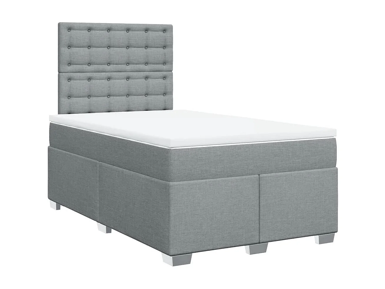 Cama box spring con colchón tela gris claro 120x190 cm