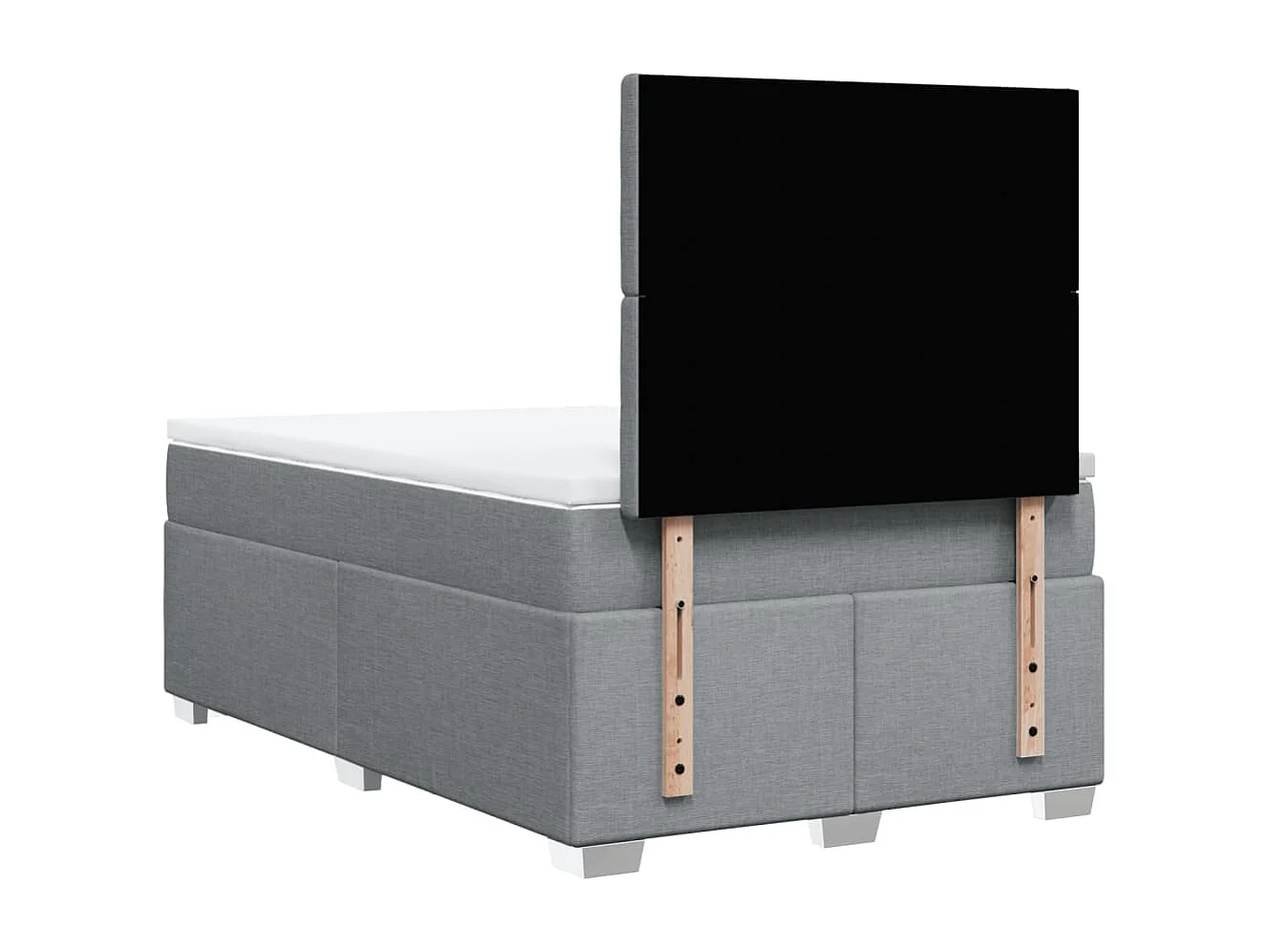 Cama box spring con colchón tela gris claro 120x190 cm