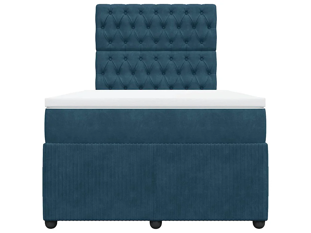 Cama box spring con colchón terciopelo azul oscuro 120x200 cm