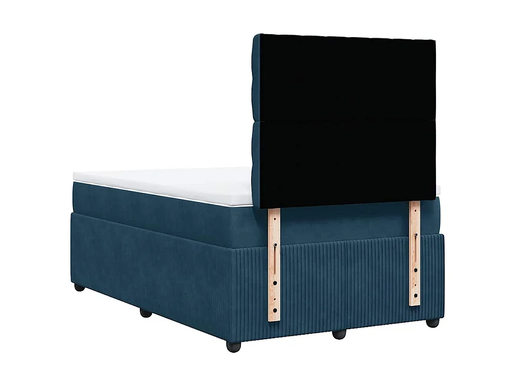 Cama box spring con colchón terciopelo azul oscuro 120x200 cm