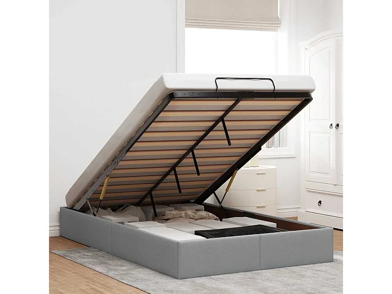 Ottoman-Bett ohne Matratze Hellgrau 120x190 cm Stoff