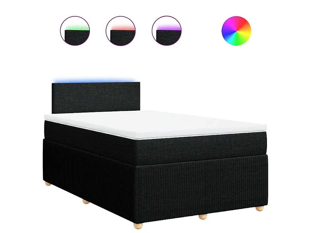 Sommier à lattes de lit avec matelas noir 120x190 cm tissu