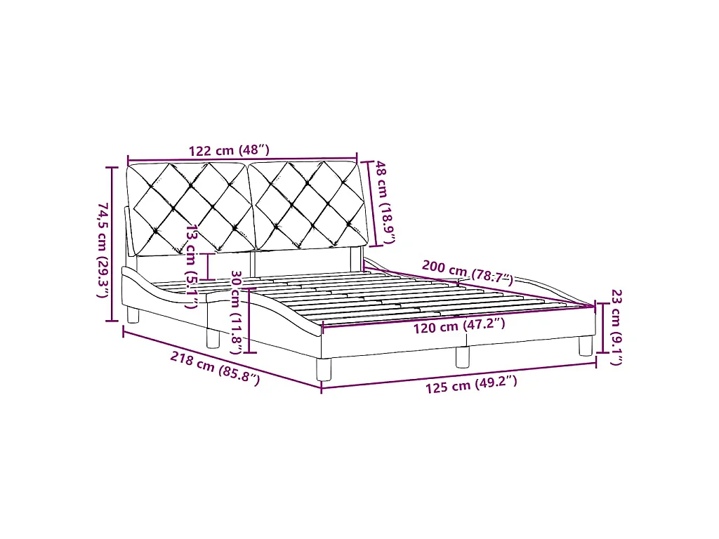 Estructura de cama sin colchón tela gris taupe 120x200 cm