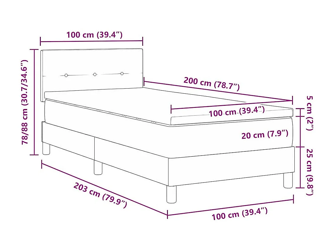 Cama tipo Box Spring Verde oscuro 100 x 200 cm Terciopelo