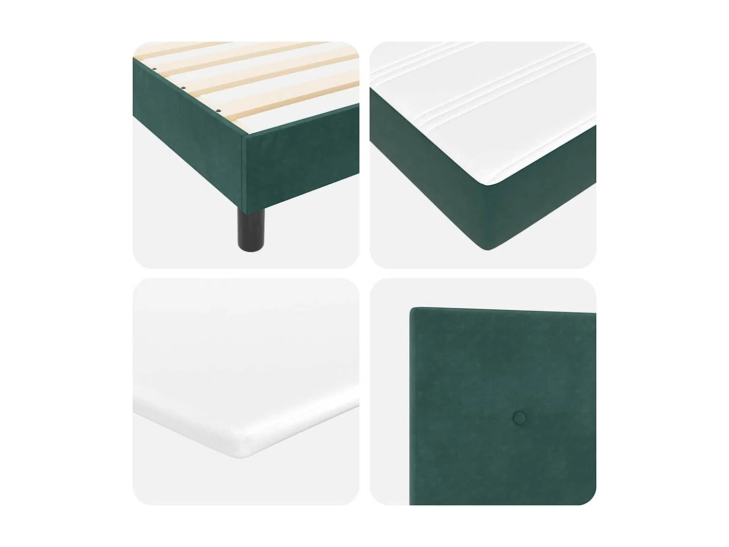 Cama tipo Box Spring Verde oscuro 100 x 200 cm Terciopelo