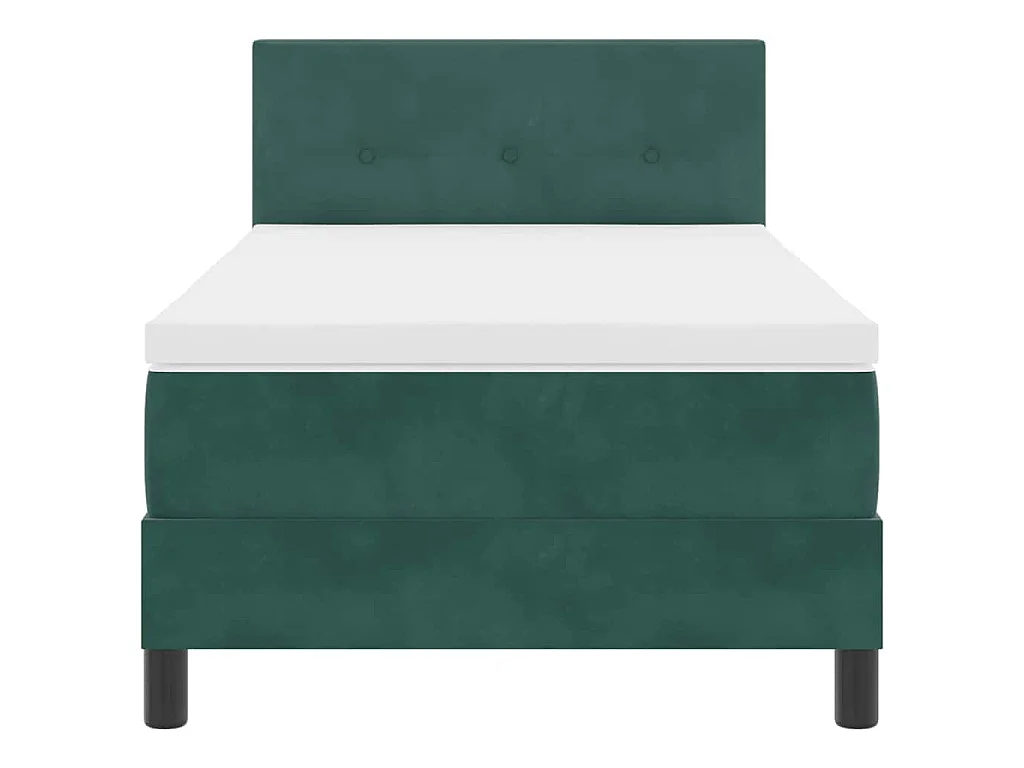 Letto a molle con testiera Verde Scuro 100 x 200 cm Velluto