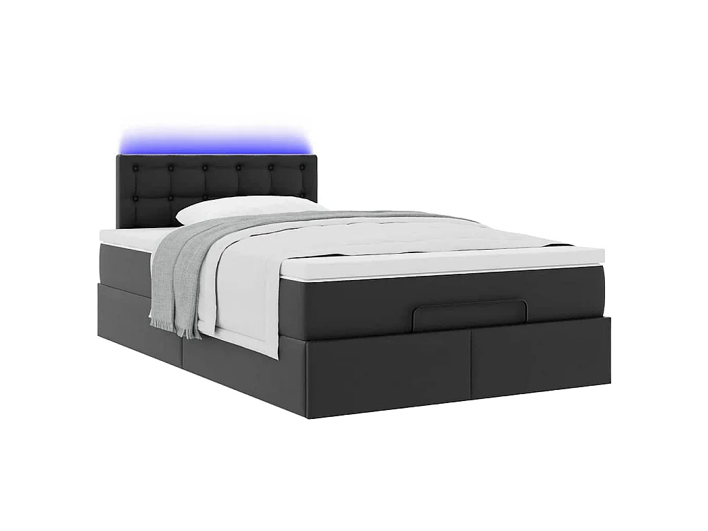 Bed poef met matrassen en LED's 120x190cm kunstleer zwart
