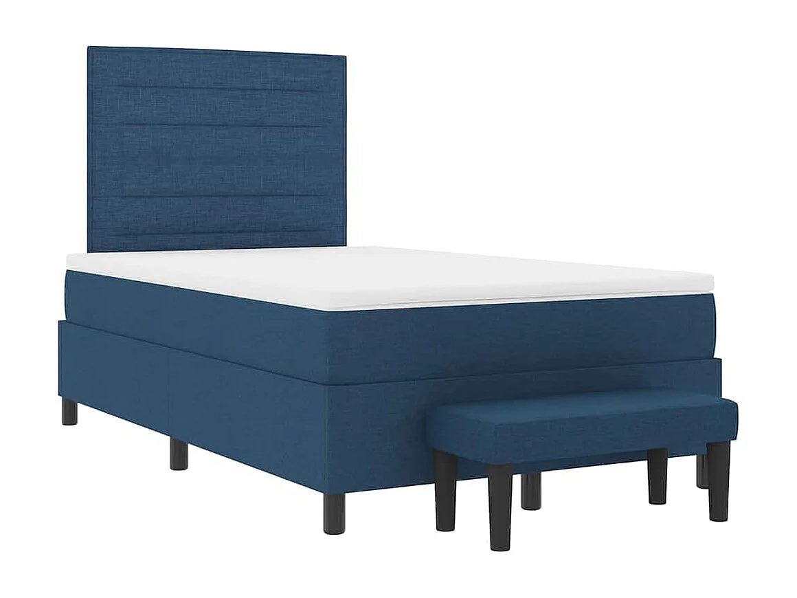 Cama Box com colchão com cabeceira Azul 120 x 200 cm tecido