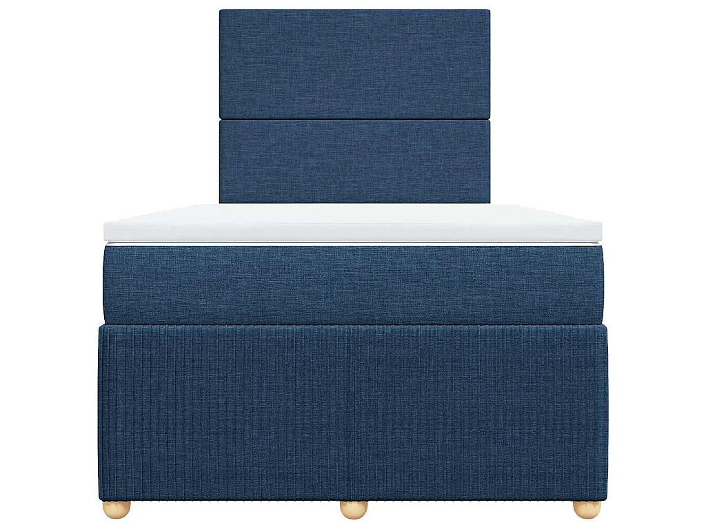 Cama box spring con colchón tela azul 120x190 cm