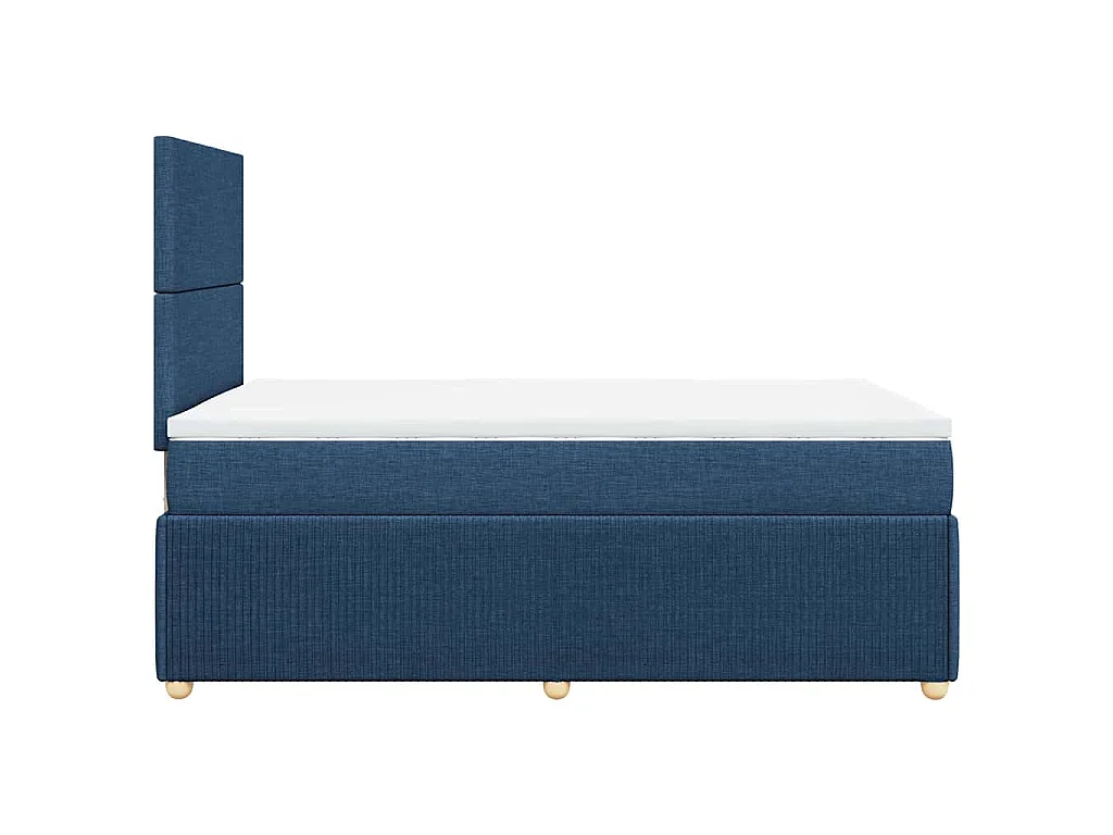 Cama box spring con colchón tela azul 120x190 cm