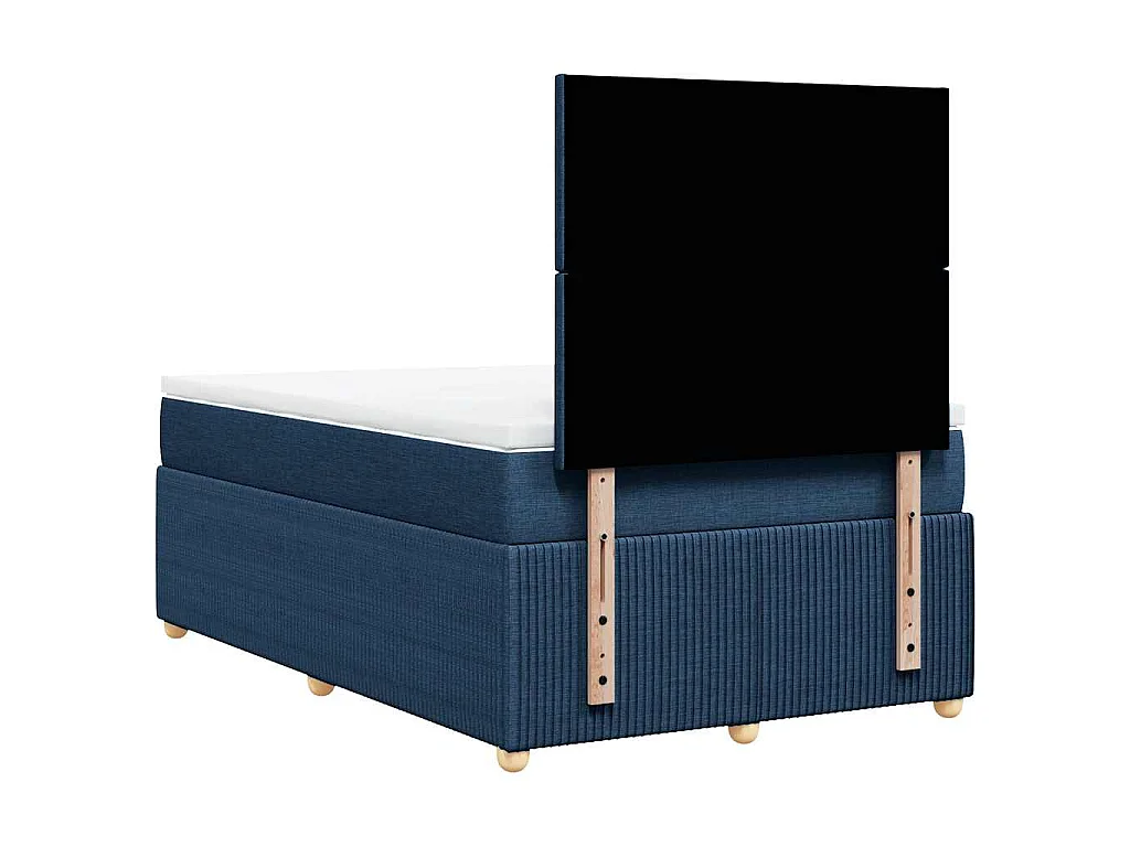 Cama box spring con colchón tela azul 120x190 cm
