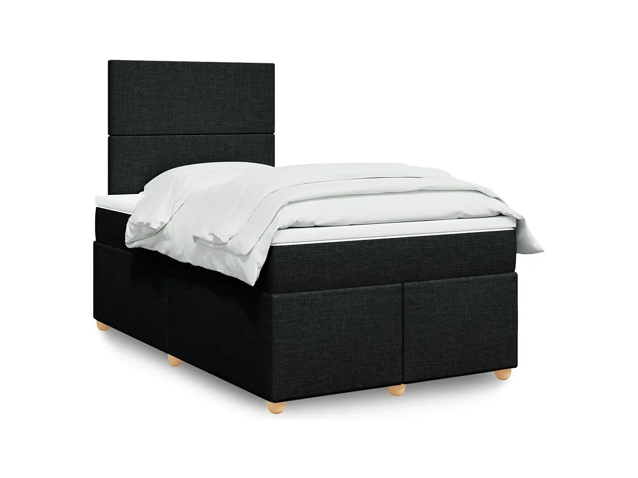 Giroletto a Molle con Materasso Nero 120x190 cm in Tessuto