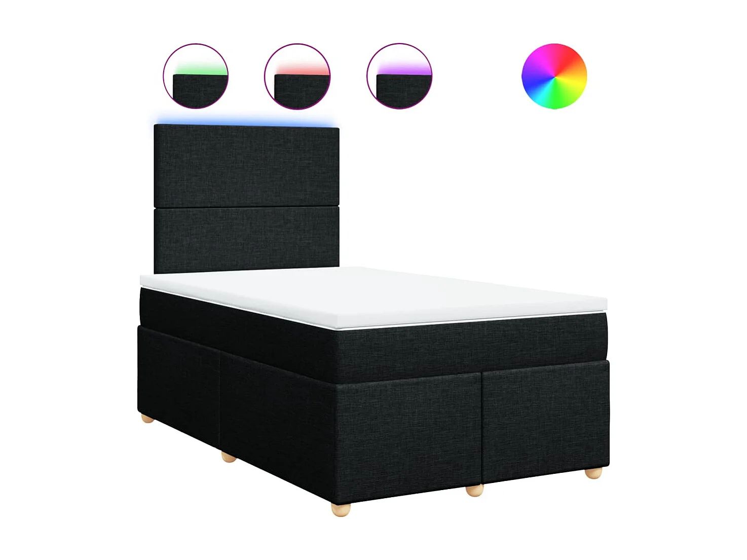 Boxspringbett mit Matratze Schwarz 120x190 cm Stoff