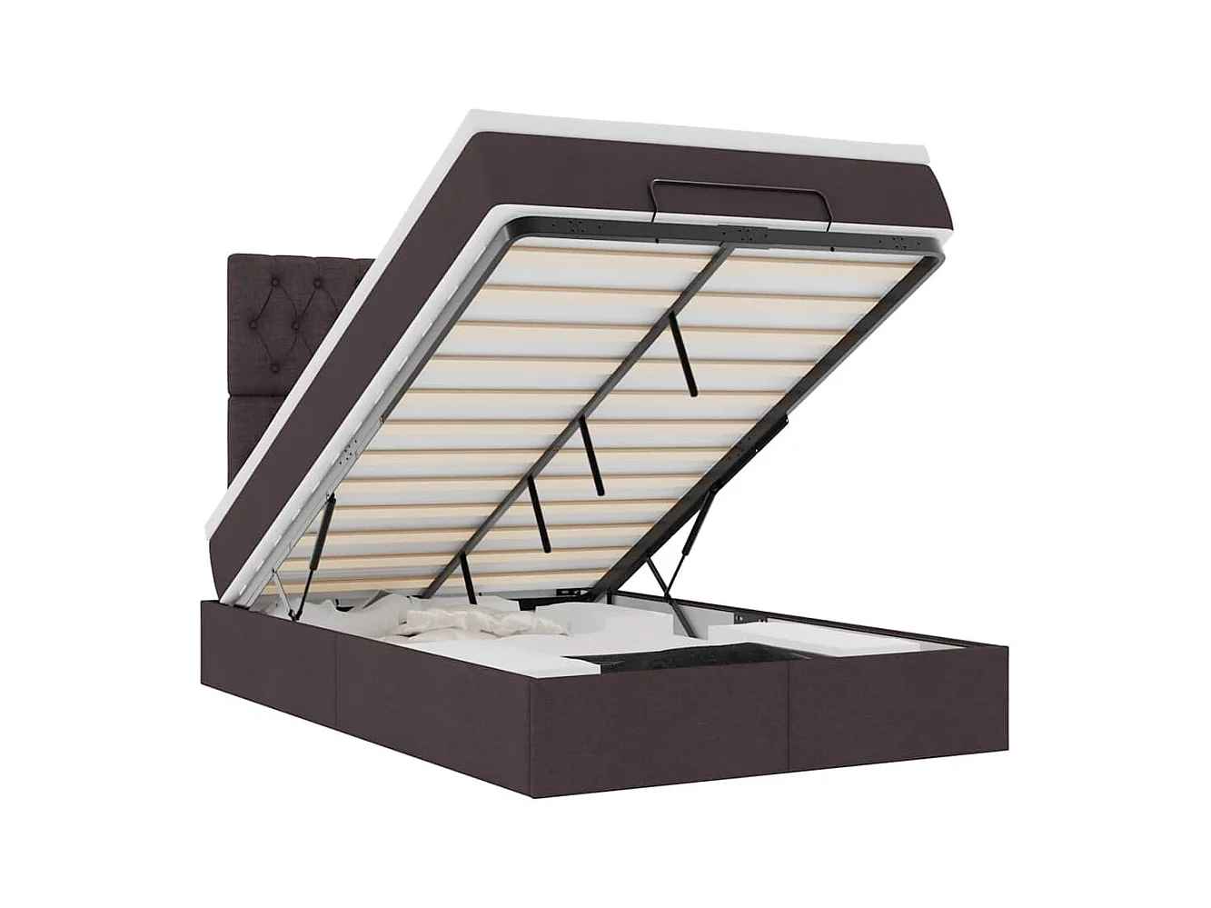 Ottoman-Bett mit Matratze Dunkelbraun 120x190 cm Stoff