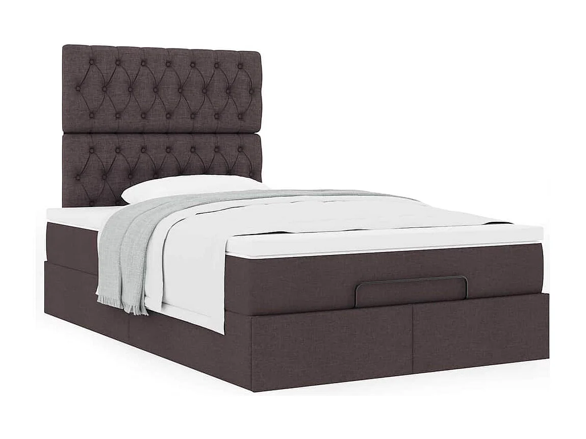 Ottoman bed met matras 120x190 cm stof donkerbruin