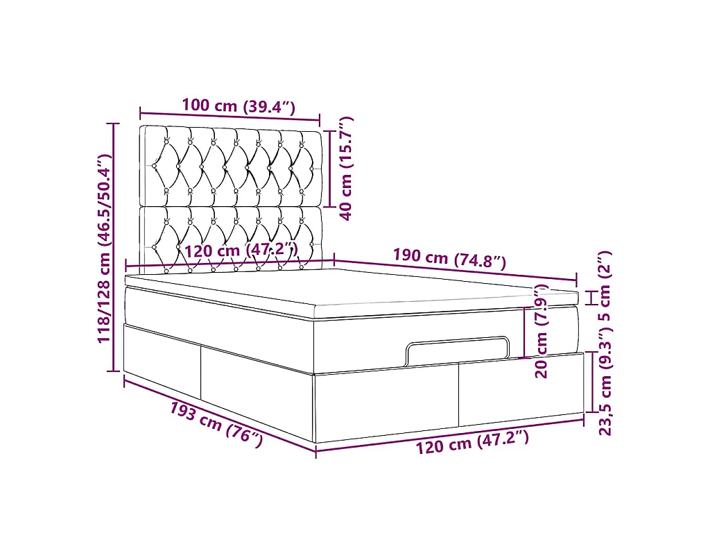 Ottoman bed met matras 120x190 cm stof donkerbruin