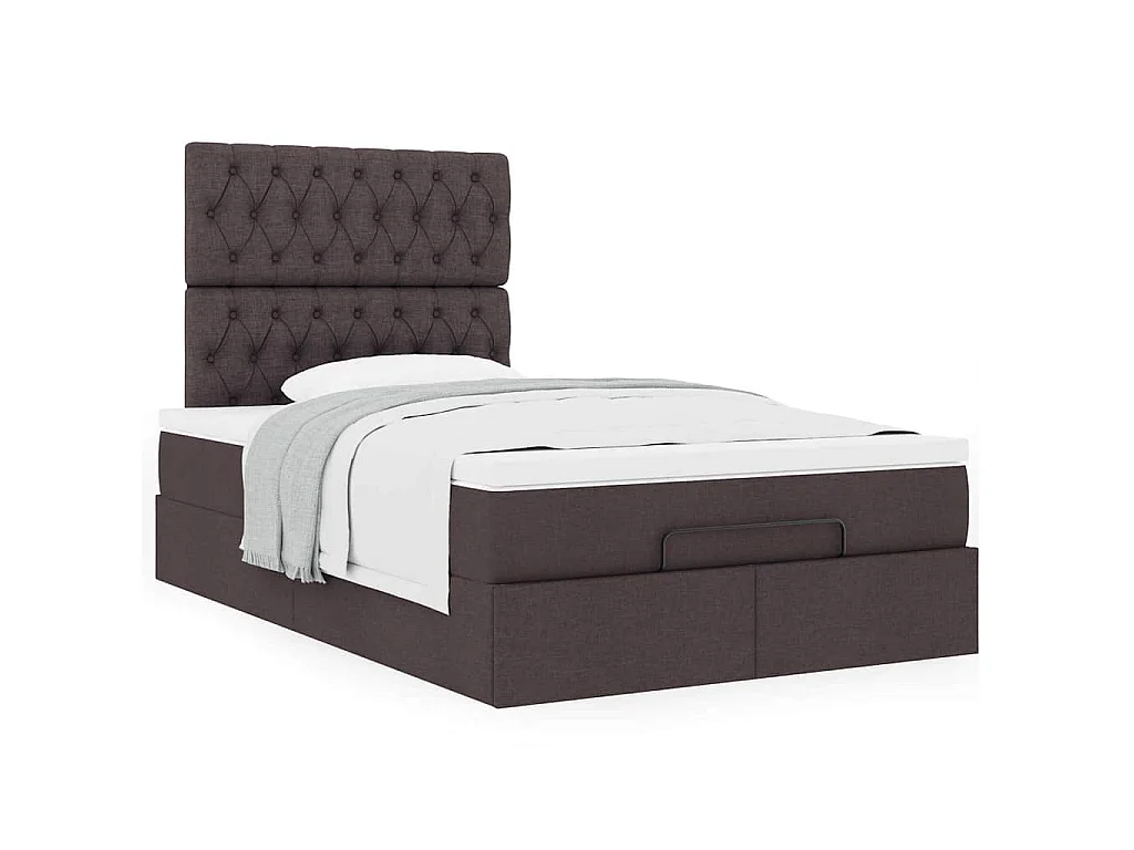 Ottoman bed met matras 120x190 cm stof donkerbruin