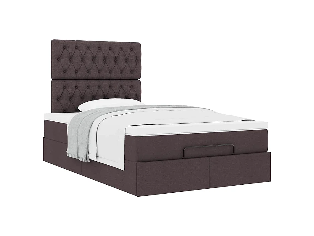 Ottoman bed met matras 120x190 cm stof donkerbruin
