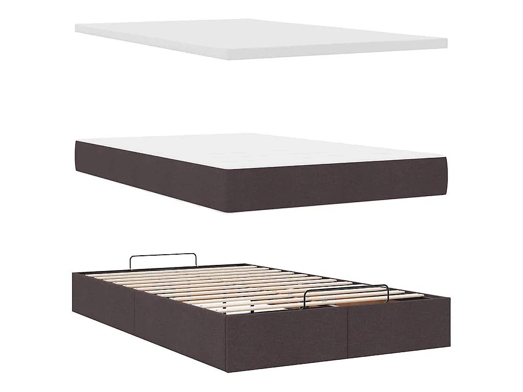 Ottoman bed met matras 120x190 cm stof donkerbruin