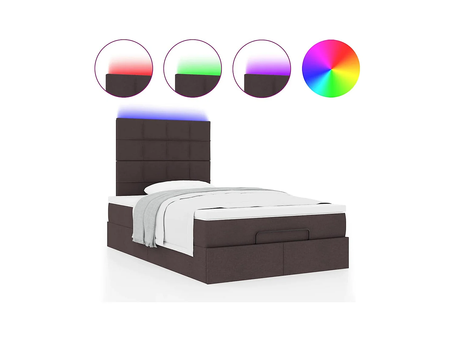 Ottoman-Bett mit Matratze & LEDs Dunkelbraun 120x200 cm Stoff