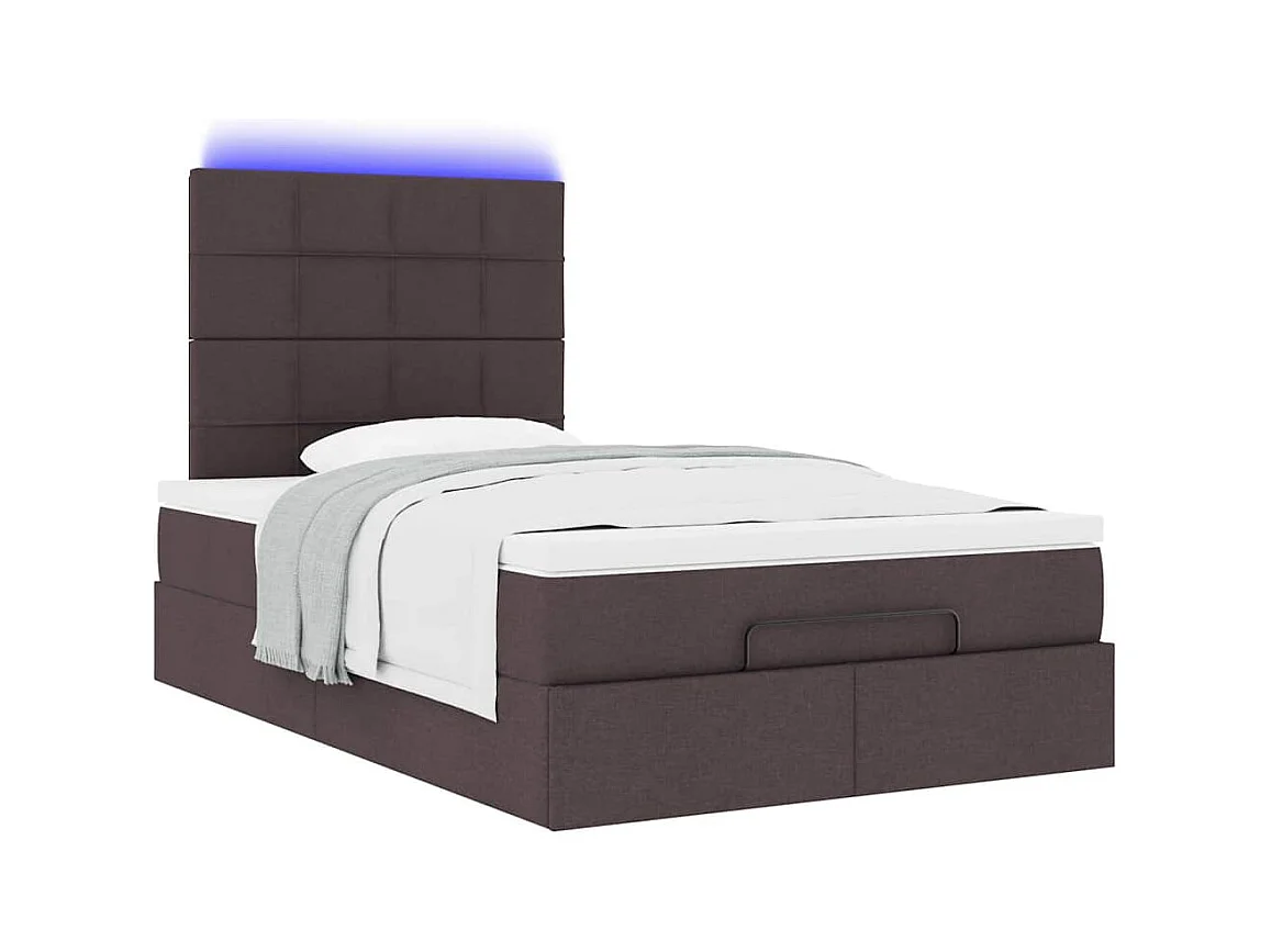 Ottoman-Bett mit Matratze & LEDs Dunkelbraun 120x200 cm Stoff
