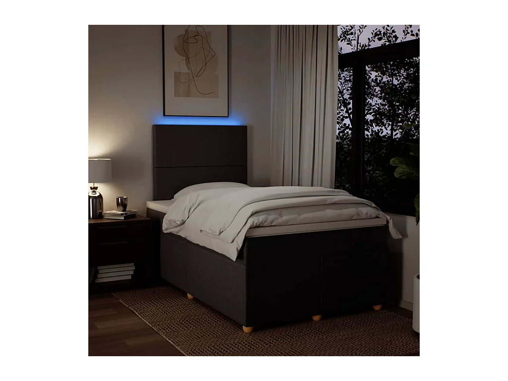 Boxspring met matras stof donkerbruin 120x200 cm