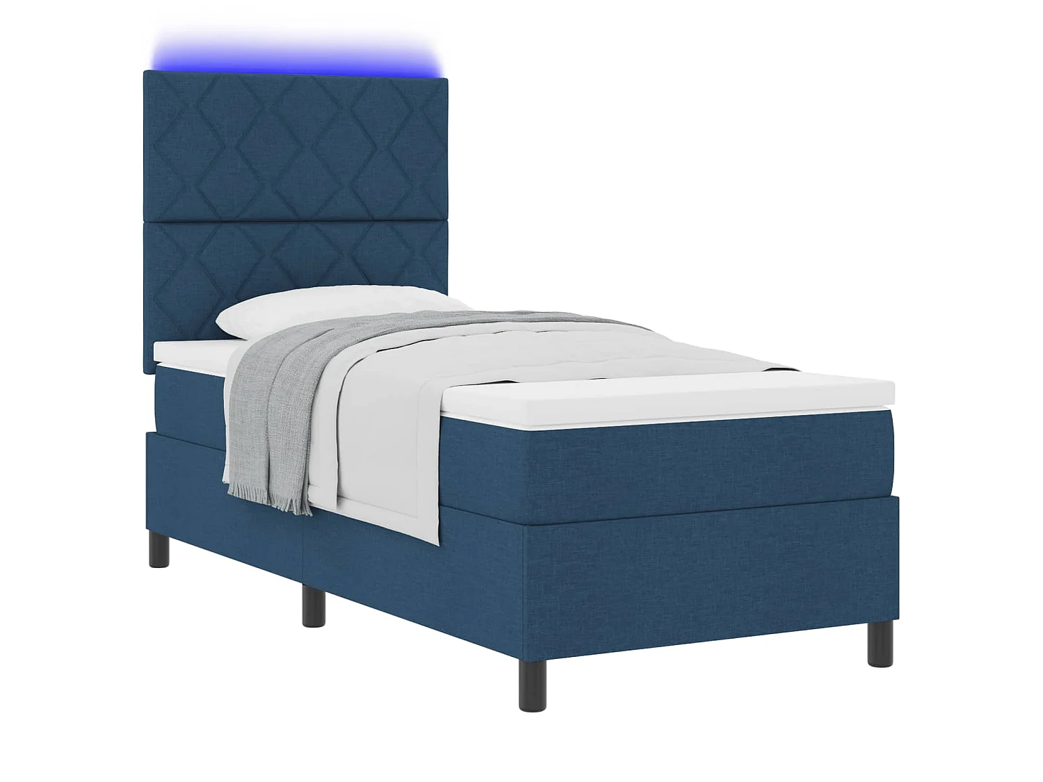 Boxspring bed met LED-stripverlichting Blauw 100 x 200 cm Stof
