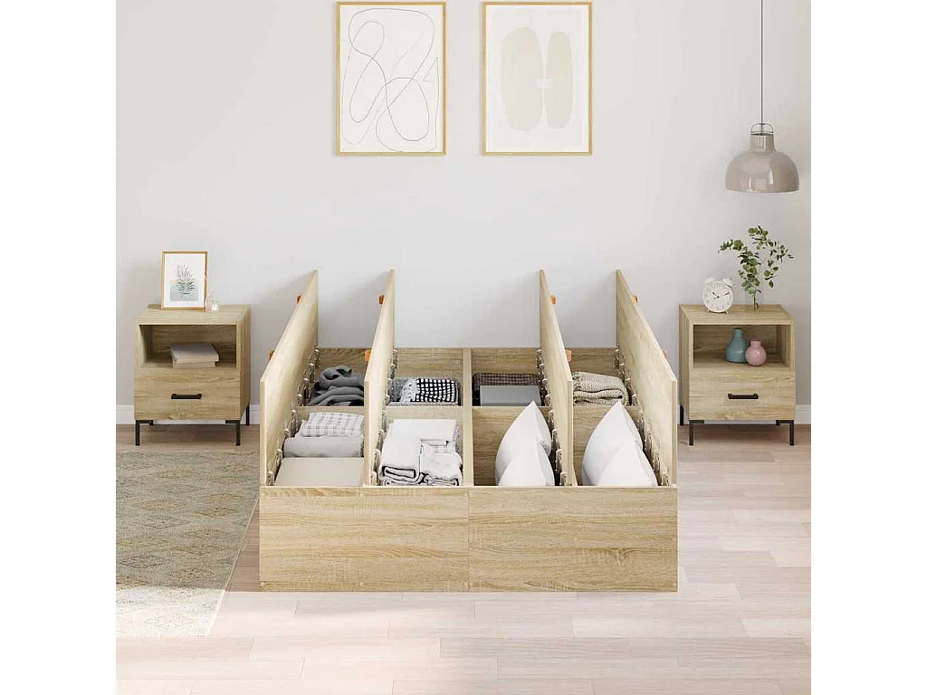 Cama con almacenamiento Roble Sonoma 120 x 200 cm