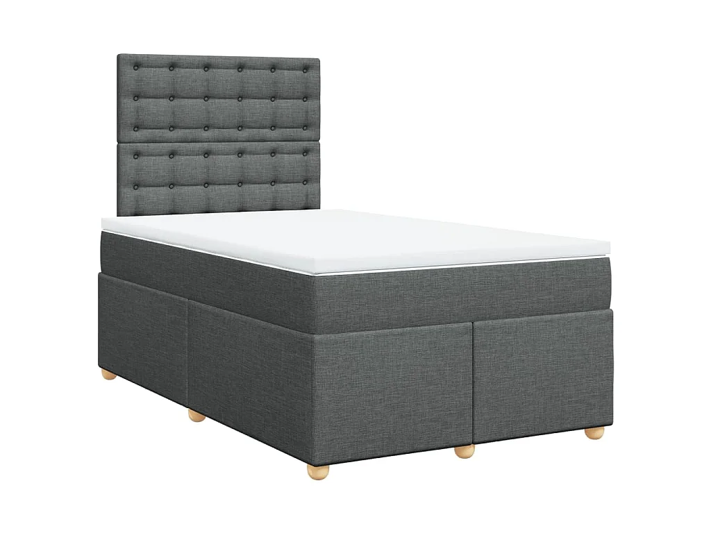 Cama com molas/colchão 120x200 cm tecido cinzento-escuro
