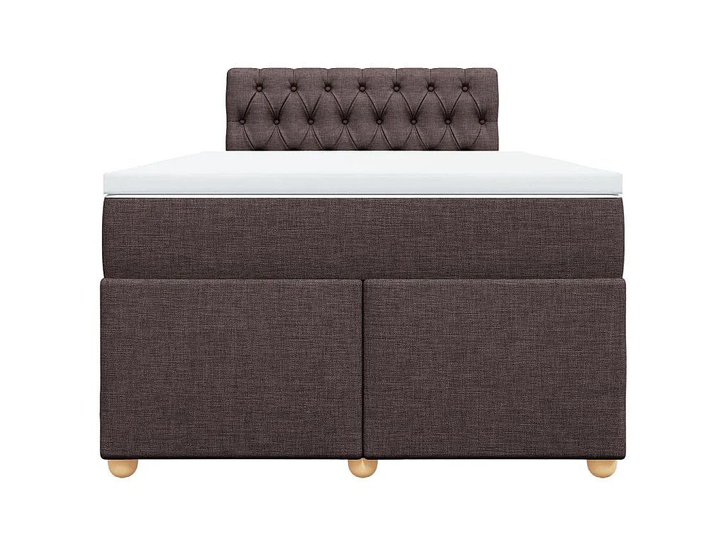 Cama box spring con colchón tela marrón oscuro 120x190 cm