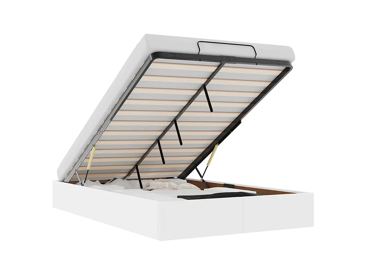 Cadre de lit ottoman sans matelas blanc 120x200 cm similicuir